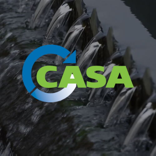 California Association of Sanitation Agencies Logo on top of a photo of a Clarifier
